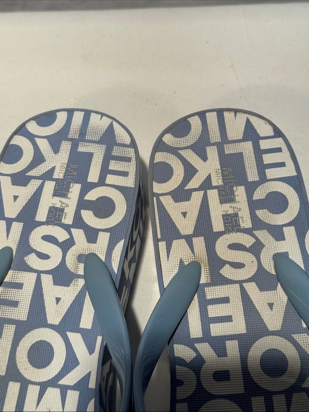 Michael Kors Light Blue Logo Flip Flop Sandals - Womens
